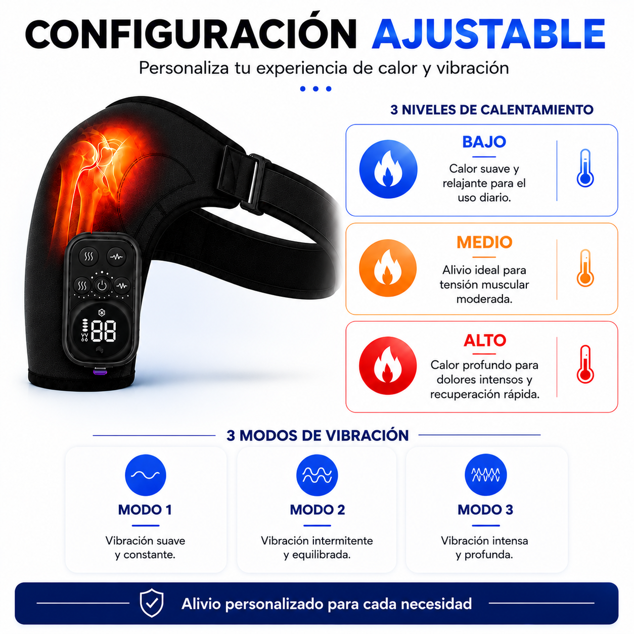 Masajeador de Hombros Inalámbrico con Calor y Vibración